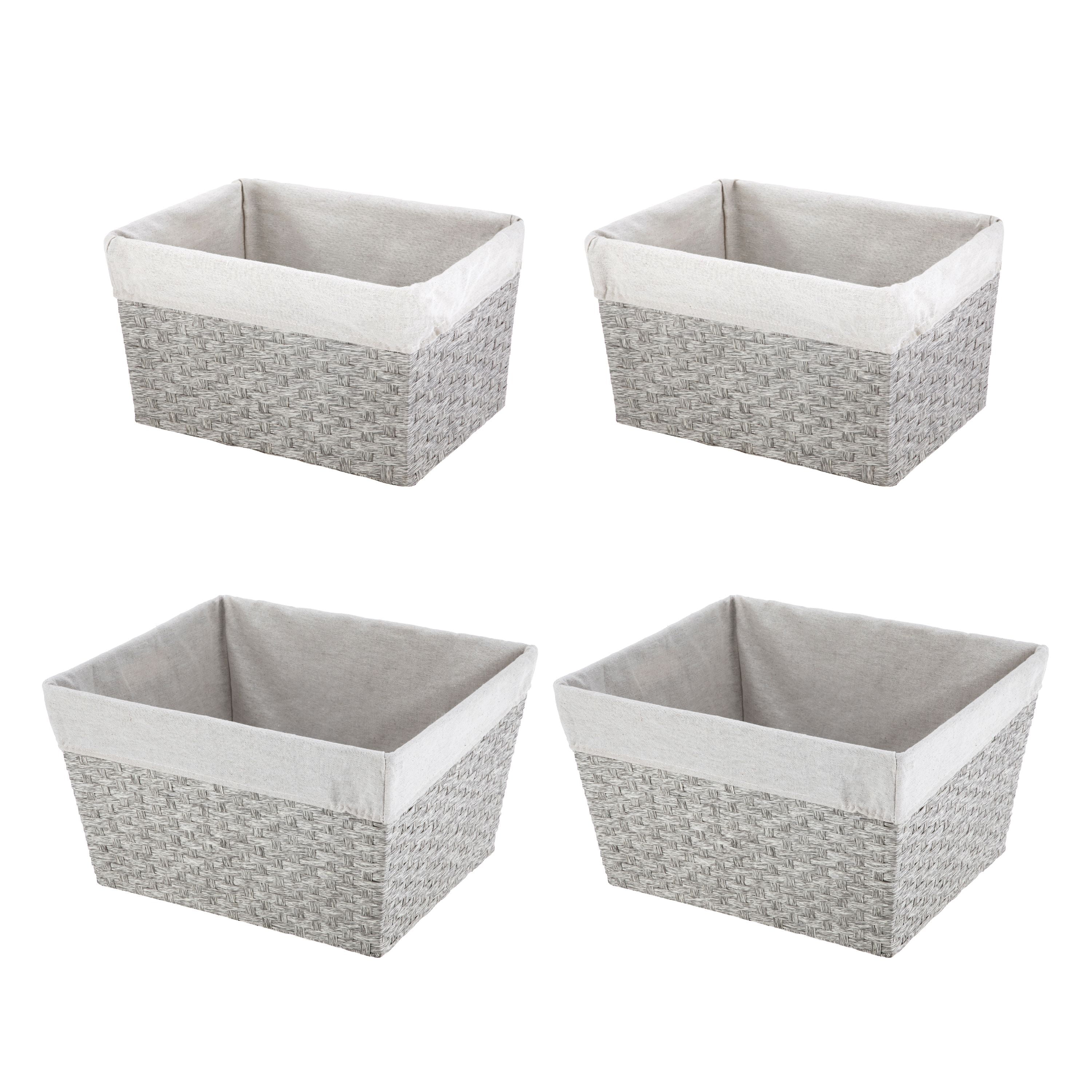 Large Small Medium ARPAN Paper Rope Woven Storage Xmas Hamper Basket Box with White Cloth Lining Set of 3 