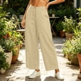 thumbnail image 7 of Lmueinov 2026 Women's High Waist Button Zip Fly Wide Leg Pants, 100% Cotton Soft Breathable Casual Straight Leg Office Trousers with Side Pockets S-3XL, 7 of 7