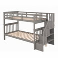 thumbnail image 3 of Twin-Over-Twin Bunk Bed Frame with Storage, Solid Pine, No Box Spring, Gray for Bedroom, 3 of 12