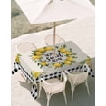 thumbnail image 3 of 60x84 Inch Outdoor Tablecloth with Umbrella Hole Zipper Rectangle Summer Lemon Rectangular Tablecloths Outside Waterproof Farmhouse Black Check Plaid Vintage Patio Table Cloth Cover for Picnic Party, 3 of 8