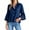 Navy, variant on Turn-down Collar Women Casual Lace Hem Button Blouse 3/4 Sleeve Tops