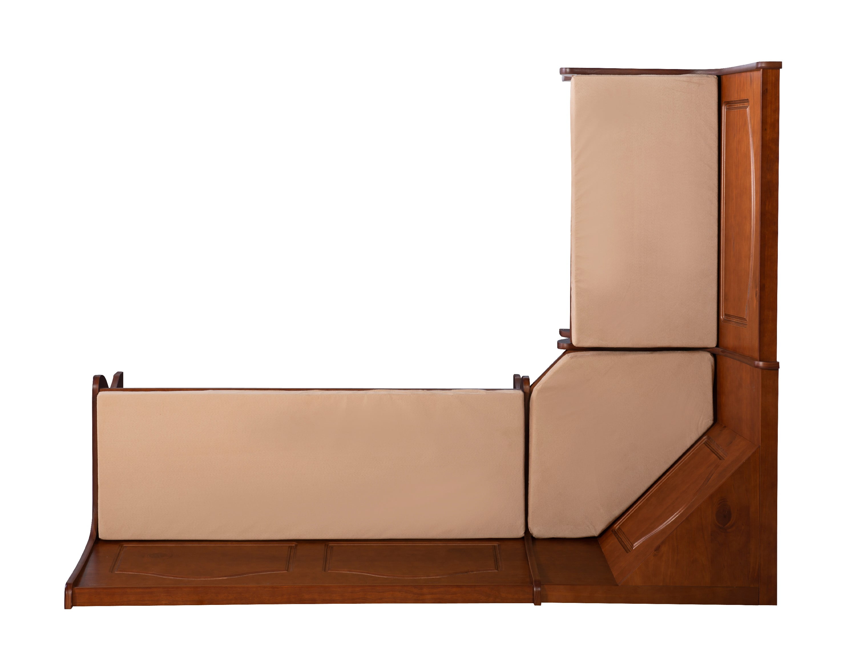 Linon Varden 5-Piece Farmhouse Corner Breakfast Nook Dining Set with Cushions and Storage, Walnut/Beige