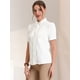 thumbnail image 4 of Camisa con botones para mujer Allegra K Blusa de manga corta con ribete en contraste blanco XS, 4 of 6