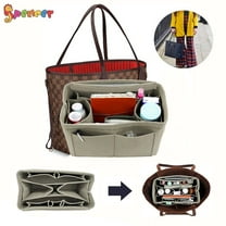 Spencer Felt Purse Bag Organizer Insert Bag In Bag with Zipper Handbag Tote Shaper Fit Speedy Neverfull "Beige,Large"