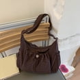 thumbnail image 5 of HUISZJ Checkered Sling Bag, Nylon Drawstring Crossbody Bag, Large Capacity Shoulder Bag for Women Work Travel Outdoor (Coffee), 5 of 10