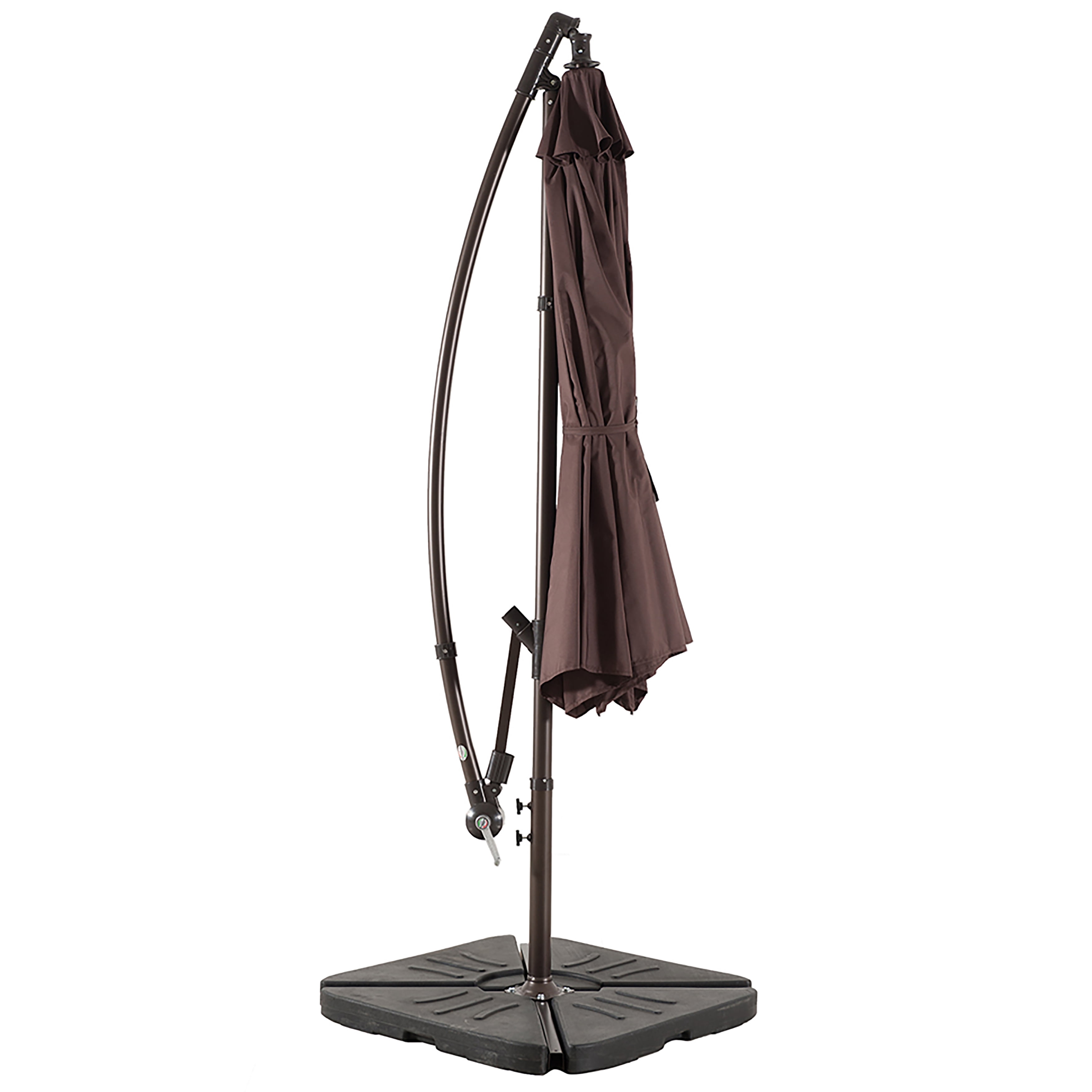 Polytrends Steele 10-ft. Offset Patio Umbrella with Weight Base Stand Coffee