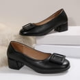 thumbnail image 6 of Womens Square Toe Block Heels Faux Faux Leather Chunky Heel Pumps Comfortable Work Dress Shoes Black,Size 7.5, 6 of 9