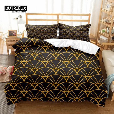 Fish Scales Bedding Set Geometric Pattern Duvet Cover Set Microfiber Comforter Cover Single Double King Size For Kids Teen