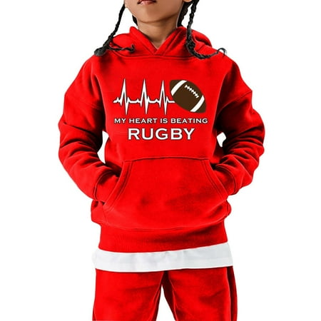 

Toddler Hoodie Girl 4T American Football Fans Sports Gift Teen Sweatshirt Vintage Rugby Player Sports Kids Boys Girls Rugby Pullover Hoodie Hooded Fashion Sweatshirt Red 140