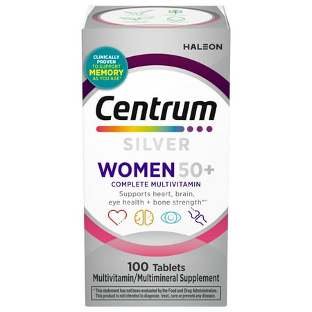 Centrum Silver Womens 50 Plus Vitamins, Multivitamin Supplement, 100 Count