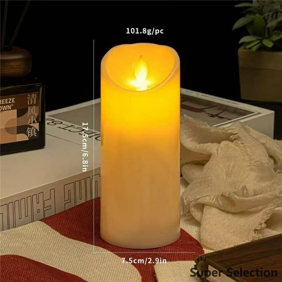 Real Wax Flameless LED Candles With Remote Control, Battery Operated Pillar Candles With 24-Hour Timer & Moving Flickering Flame For Home Decor (Batteries Not Included),Height 17.5cm-1pc,funny