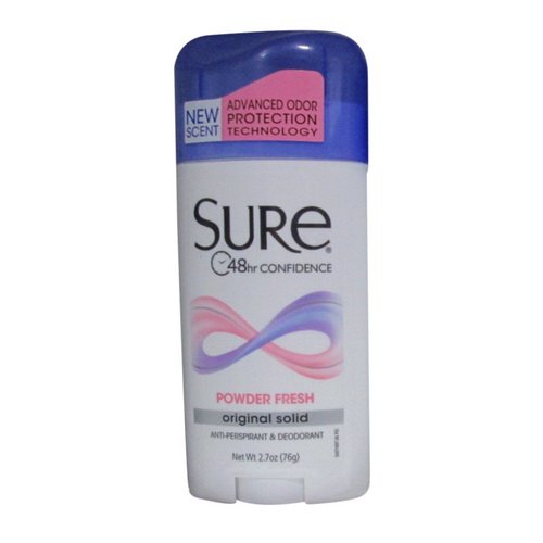 Sure AntiPerspirant Deodorant Wide Solid Powder Dry 2.7 Oz, 2 Pack