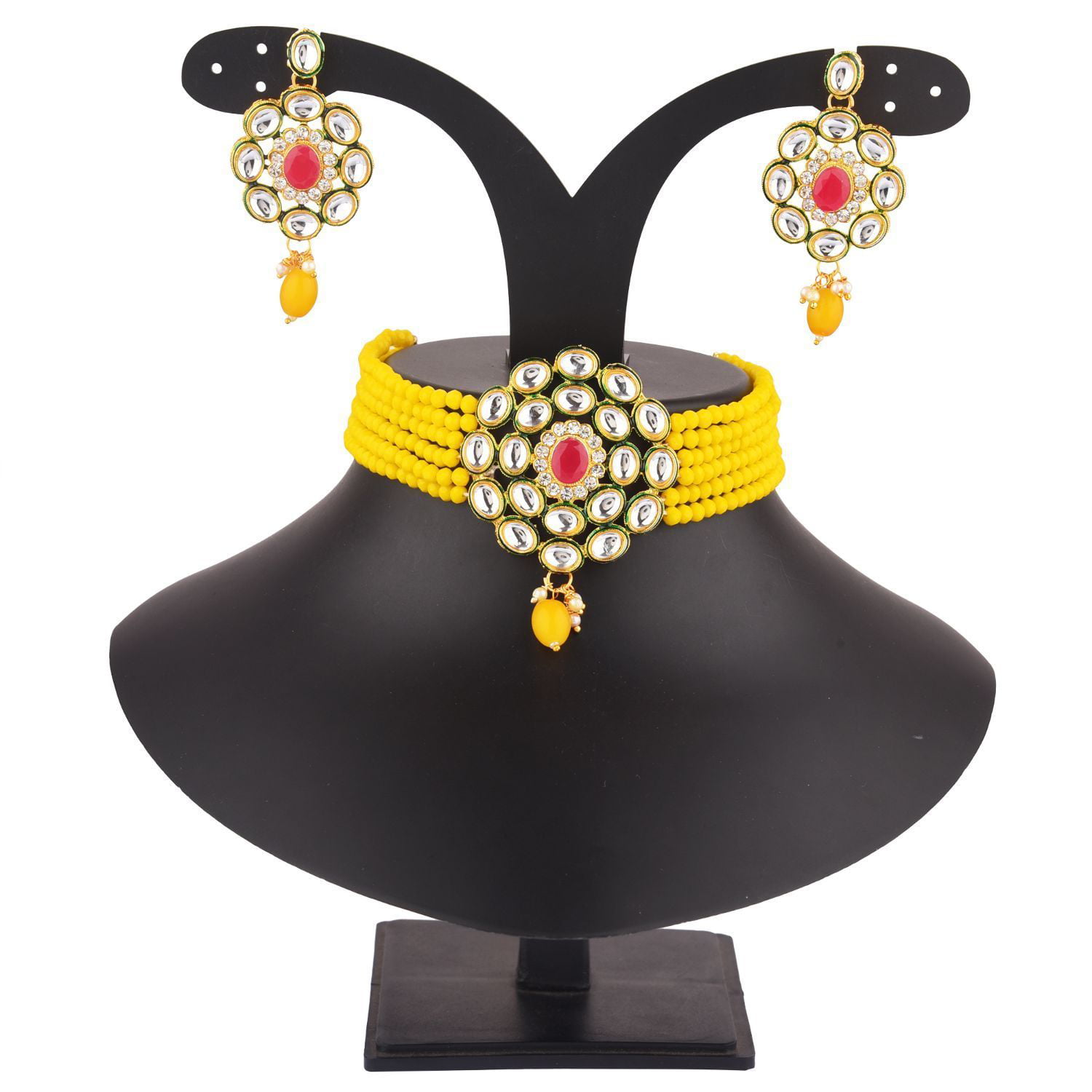Choker Necklace Set for women & girls, Party wear multi stone & pearl  beaded Round chokar
