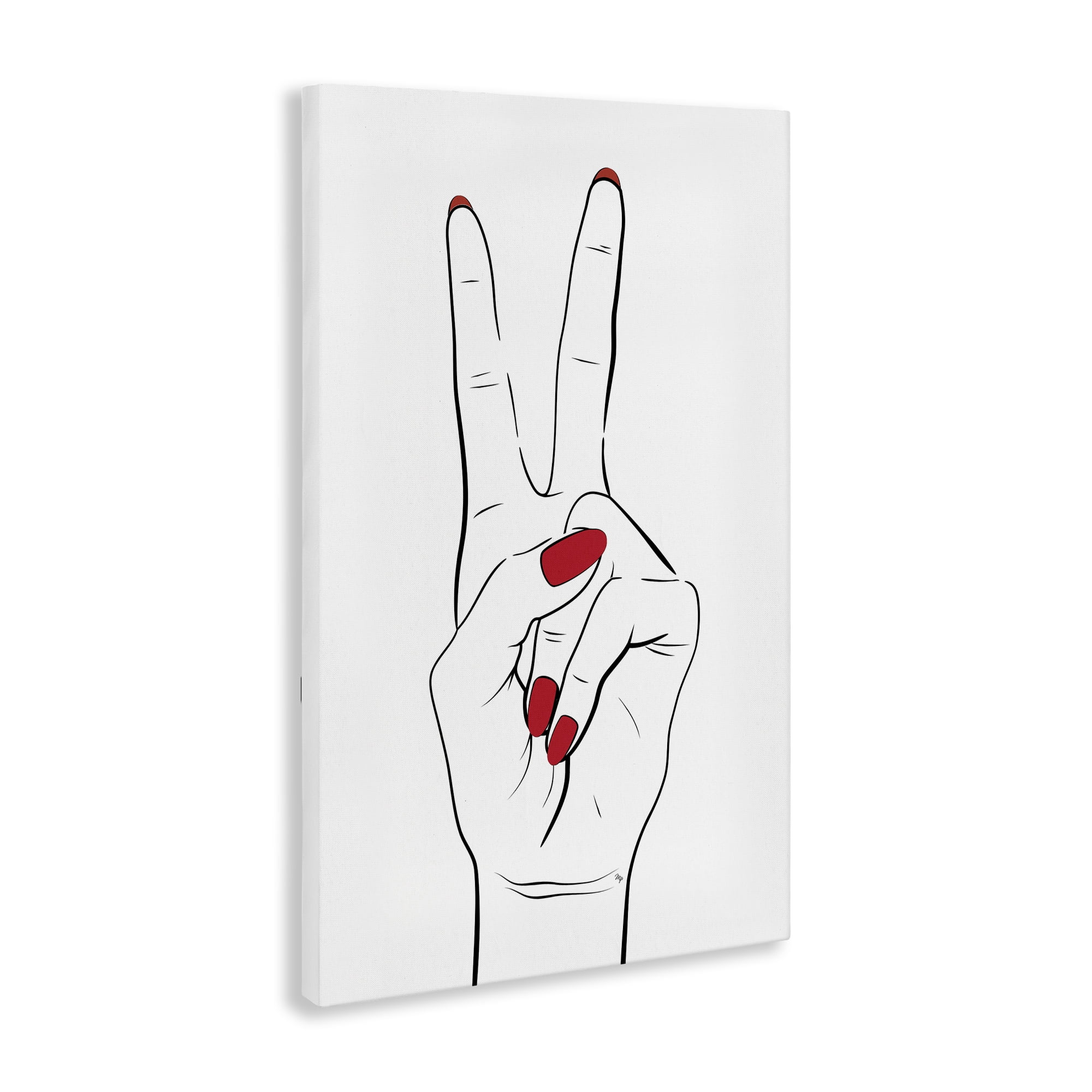 Stupell Industries Victory Peace Sign Hand Fashion Painting Wrapped Canvas Art Print Wall Art, 20 x 30