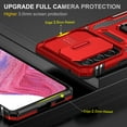 thumbnail image 2 of Rugged Case for Samsung Galaxy A32 5G, Sliding Lens Camera Cover Protection Ring Stand Compatible with Magnetic Car Mount Military Grade Shockproof Hybrid Case for Samsung Galaxy A32 5G, Red, 2 of 7