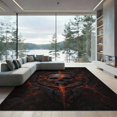 thumbnail image 2 of ODIKA 8'x10' Washable Area Rug Vivid Orange Black Gothic Skull Cracks Design Intricate Geometric with Fiery for Living Room, Under Sectional, Family , Durable, Non-Slip, 2 of 7