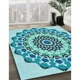 thumbnail image 3 of Ahgly Company Tapis Rond Lavable en Machine Intérieur Transitionnel Bleu Lierre, 8 Pieds Rond, 3 of 7