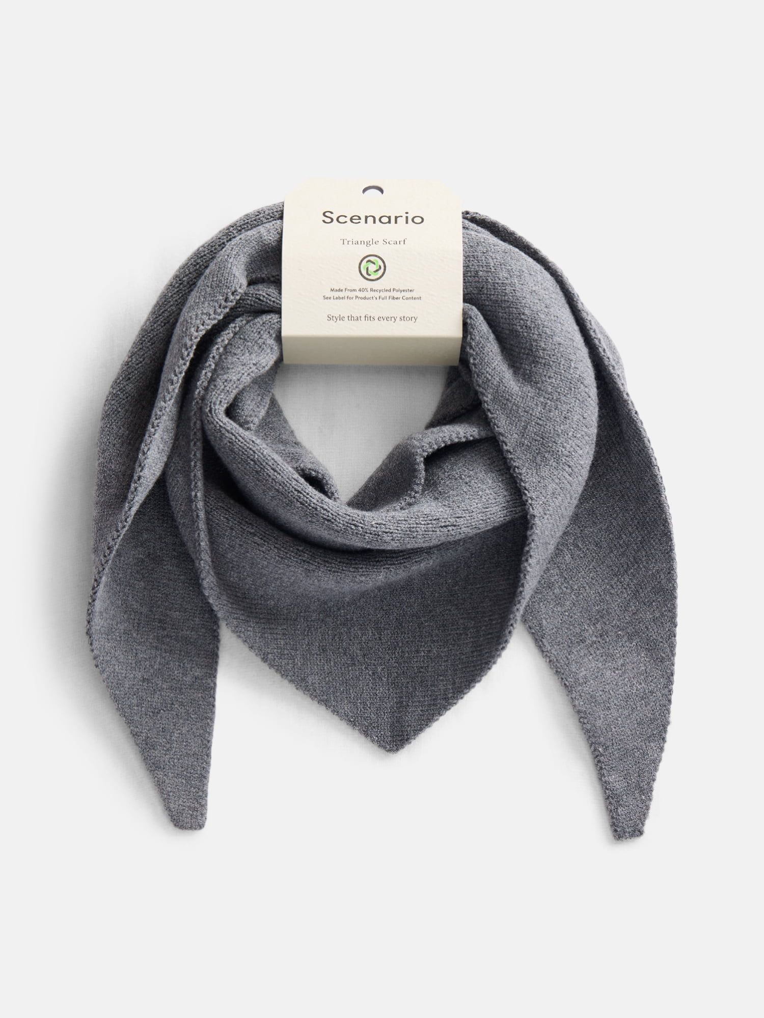 Scenario Women's Solid Knit Kite Scarf, Charcoal Grey Heather
