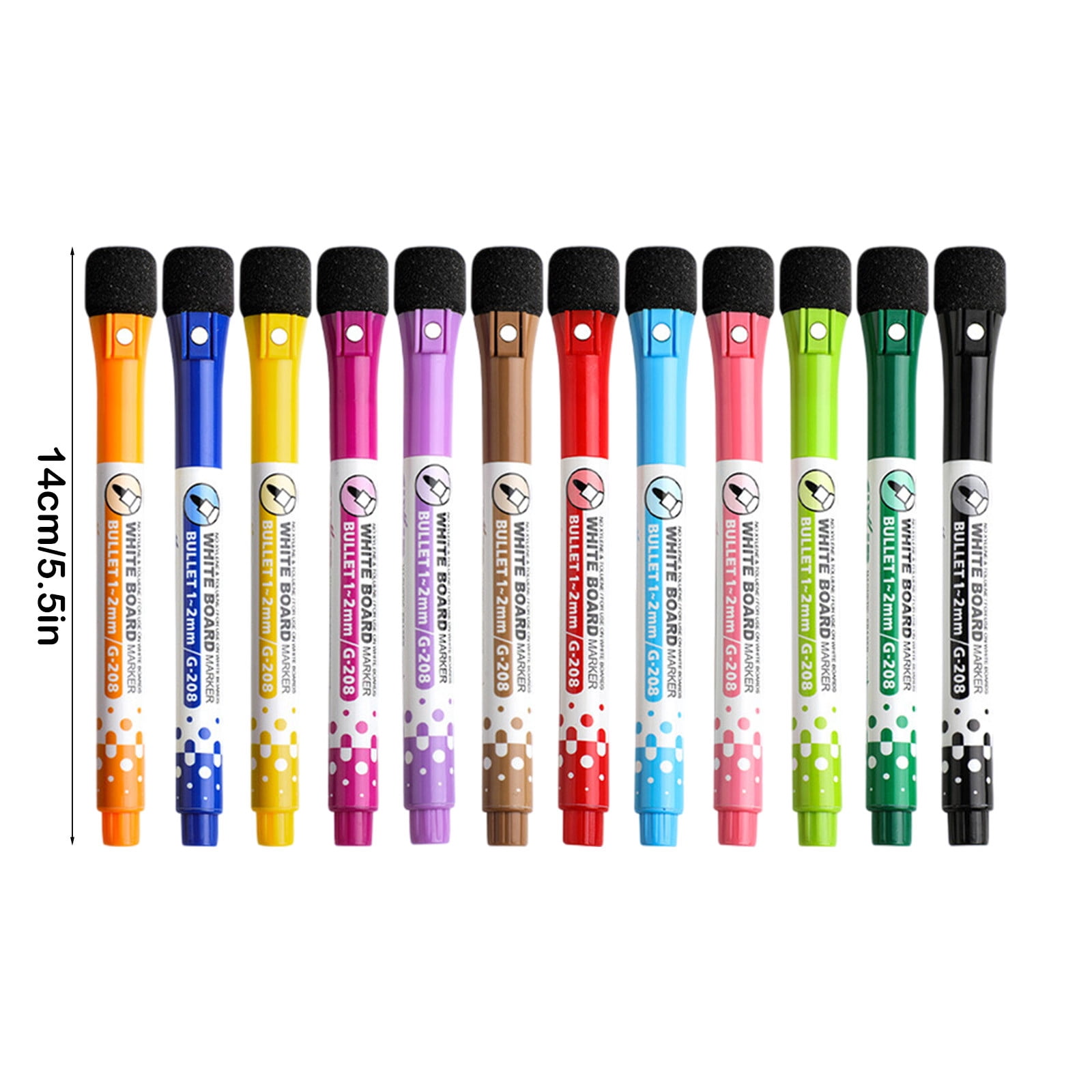 Ankereame 12-Pack Colorful Dry Erase Markers with Magnetic Eraser, Non-Toxic Washable Ink, Multi-Surface for Ki-ds & Teachers, 12 Bright Colors
