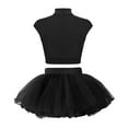 thumbnail image 2 of Alvivi Kids Girls Shiny Ballet Dance Outfits Gymnastic Shirt Crop Top and Tutu Skirt Bllerina Costume Black 8, 2 of 7
