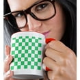 thumbnail image 2 of 3dRose, Checkered green and white squares pattern - check checked checkerboard chessboard mosaic, 11oz Two-Tone Red Mug, 2 of 7