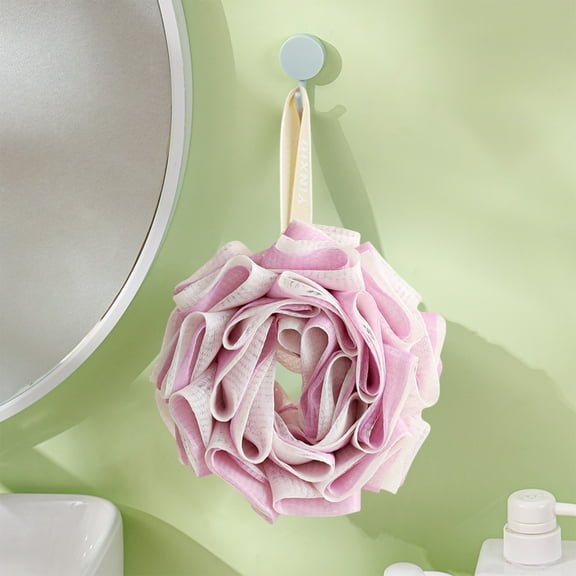 Exfoliating Loofah, Body Scrubber, Double Layer Bath Sponge with Hook, Rich Lather, Soft Skin Care, Shower Essential