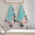 thumbnail image 4 of Pinkish Flowers and Leopard Leaves Hand Towel Absorbent Bath Towels for Bathroom Sports Gym 28" x 14" Set of 2, 4 of 8