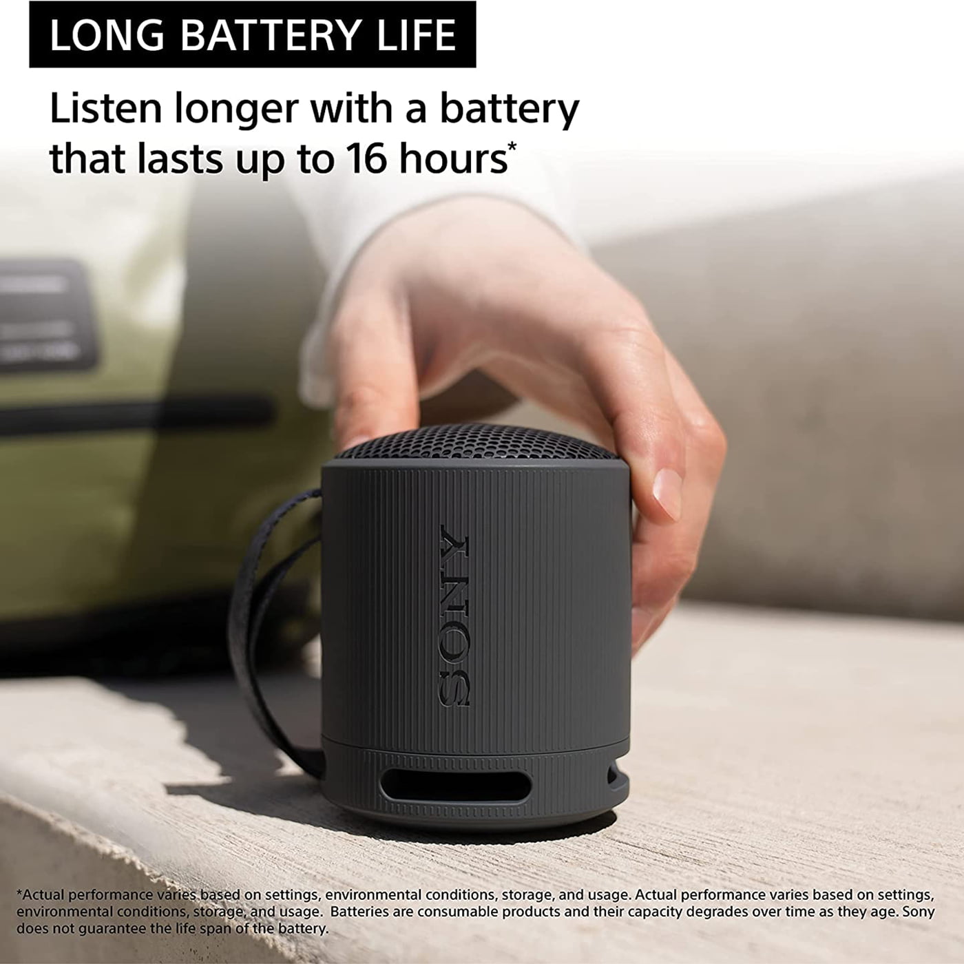 Open Box Sony SRS-XB100 Bluetooth Portable Lightweight Super-Compact Travel  Speaker, Extra-Durable IP67 Waterproof and Dustproof, 16 Hour Battery,  Versatile Strap, and Hands-Free Calling, Black