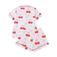 thumbnail image 3 of Conairie Pajamas for Women Set Valentines Cherry Print Cozy Button Down Shirt And Shorts Pj Set Lounge Soft Two Piece Holiday Sleepwear White L, 3 of 7