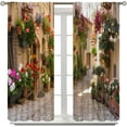 thumbnail image 2 of Italian Architectural Landscape Blackout Curtains,Vintage European Style Natural Plants Flowers Architectural Art Window Treatments Drapes for Kitchen Living Room Bedroom 42x63in, 2 of 6