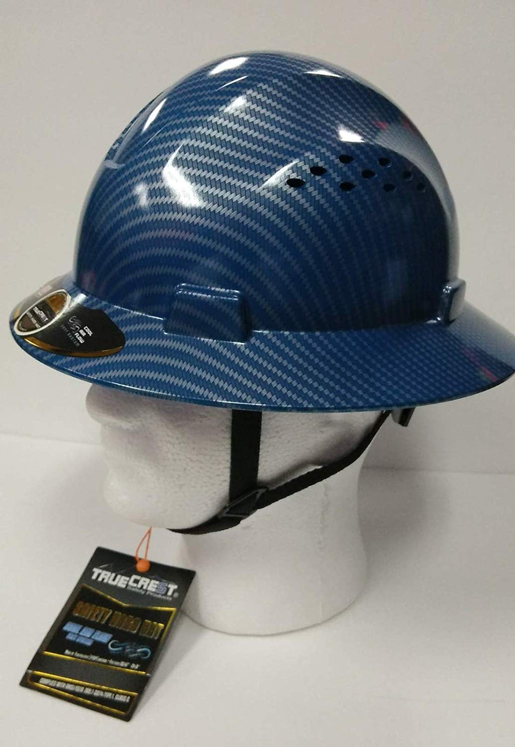 HDPE Hydro Dipped Blue/Silver Full Brim Hard Hat with Fas