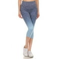 thumbnail image 2 of Women's Active Dip Dye Ombre Athletic Capri Leggings w/High Waist Band - DENIM BLUE, L, 2 of 3