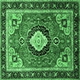 thumbnail image 1 of Ahgly Company Indoor Square Medallion Emerald Green Traditional Area Rugs, 3' Square, 1 of 4