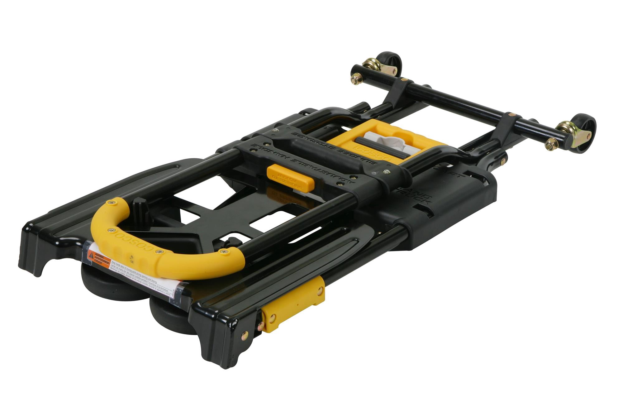 COSCO Shifter XL 2-in-1 Folding Hand Truck and Cart with Extendable Handle and Folding Toe Plate, Compact Steel Dolly with 300 lb Capacity, Ideal for Home, Office, or Travel Use, Black/Yellow