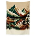 thumbnail image 2 of Ambesonne Lake Tablecloth Rectangular Table Cover, Peaceful Meadow Scene Woods, 60"x90", Hunter Green Pale Redwood, 2 of 3