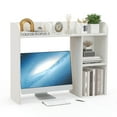 thumbnail image 1 of Patiojoy Desktop Bookshelf 3-Tier Multipurpose Countertop Hutch Bookshelf for 27 Inch Monitor w/ 3 Upper Shelves & 2 Side Compartments White, 1 of 7