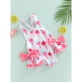 thumbnail image 3 of CIYCuIT Little Girls Cute One-Piece Swimsuit Sleeveless Doughnut/Ice Cream Print Bowknot Ruffled Bikini Swimwear Toddler Kids Summer Casual Bathing Suit 1T 2T 3T 4T 5T 6T, 3 of 9