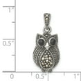 thumbnail image 2 of Sterling Silver Marcasite And Black Agate Owl Pendant (22.3 X 11) Made In Thailand qp3962, 2 of 2