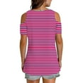 thumbnail image 6 of zfwon Women'S Casual Cold Shoulder T Shirt V Neck Short Sleeve Blouse Tunic Tops Sexy Casual Comfy T Shirt Colorblocked Gradient Print T-Shirt Pullover Tees Shirts, 6 of 6
