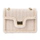 thumbnail image 3 of Bolso Tejido Paja Con Perlas para Mujer Playa Informal Cuadrado Correa Cadena Elegante (S), 3 of 8