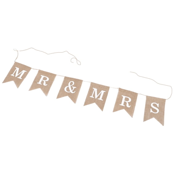 Milisten 1 Set Linen Burlap Bunting Pennant Banner for Wedding Party Decoration, Rustic Festival and Event Decor