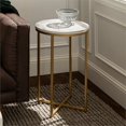 thumbnail image 4 of Table d'Appoint Ronde Moderne 16 Pouces en Faux-Marbre Blanc avec Base Dorée, 4 of 5