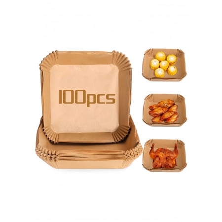 100 Pcs Air Fryer Disposable Paper Liner Air Fryer Liners Square Baking Paper for Air Fryer Water-proof Parchment Paper for Baking Roasting Microwave 16 CM (6.3 inch)