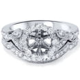thumbnail image 3 of Pompeii Vintage Halo Diamond Engagement Ring Setting Semi Mount Matching Wedding Band, 3 of 4
