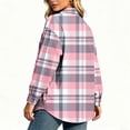 thumbnail image 3 of Josdec Women's Plaid Button Down Shirt, Lapel Long Sleeve with Double Chest Pockets for Office Daily S‑2XL, 3 of 5