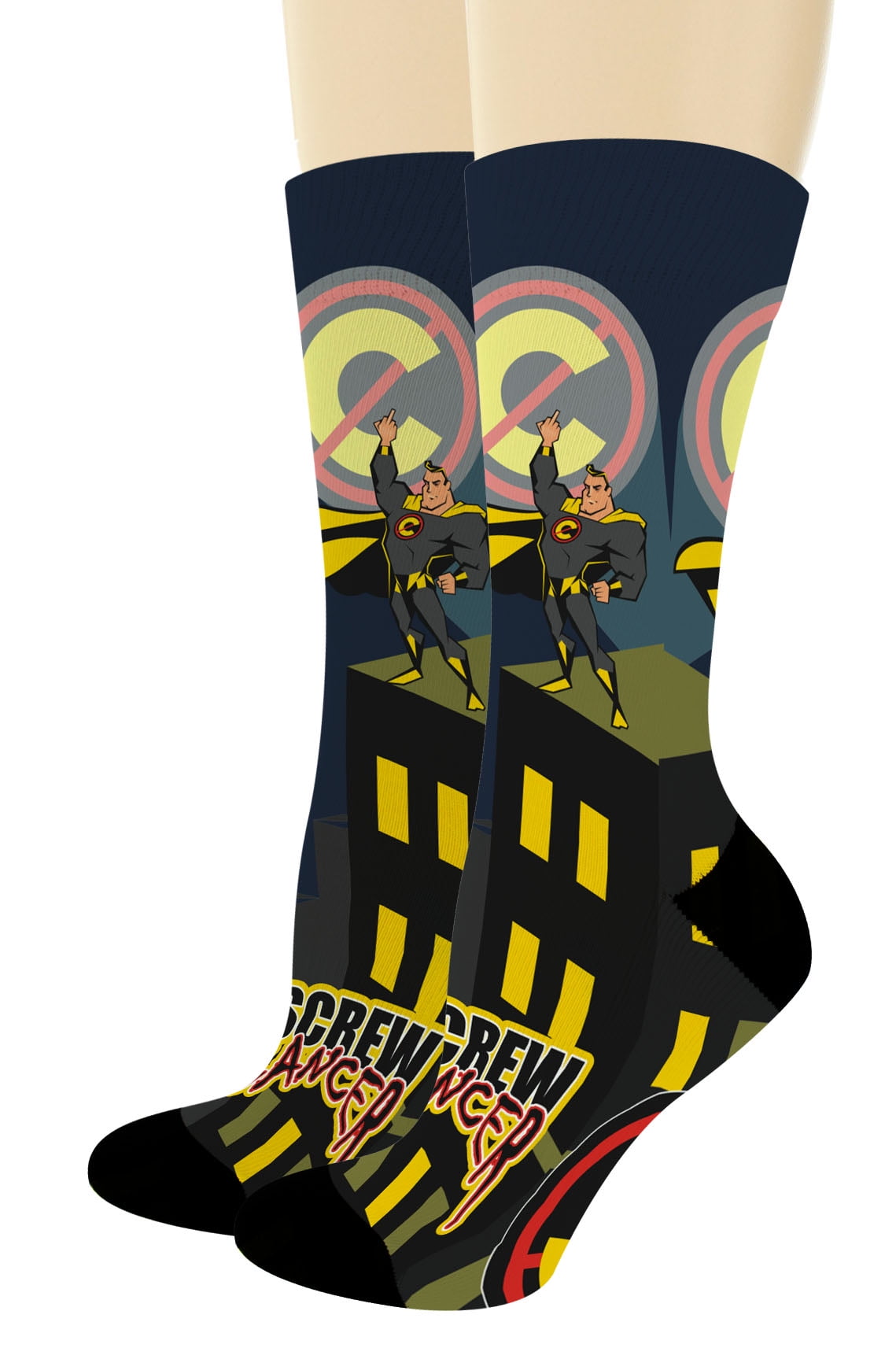 ThisWear Chemo Gifts Screw Cancer Sock Comic Themed Socksple Cancer