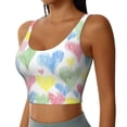 thumbnail image 2 of Goofa Hand Drawn Colored Hearts Printed Sports Bras for Women, High Impact Running Bra Workout Crop Tank Tops Longline Sports Bra Push up-Small, 2 of 9
