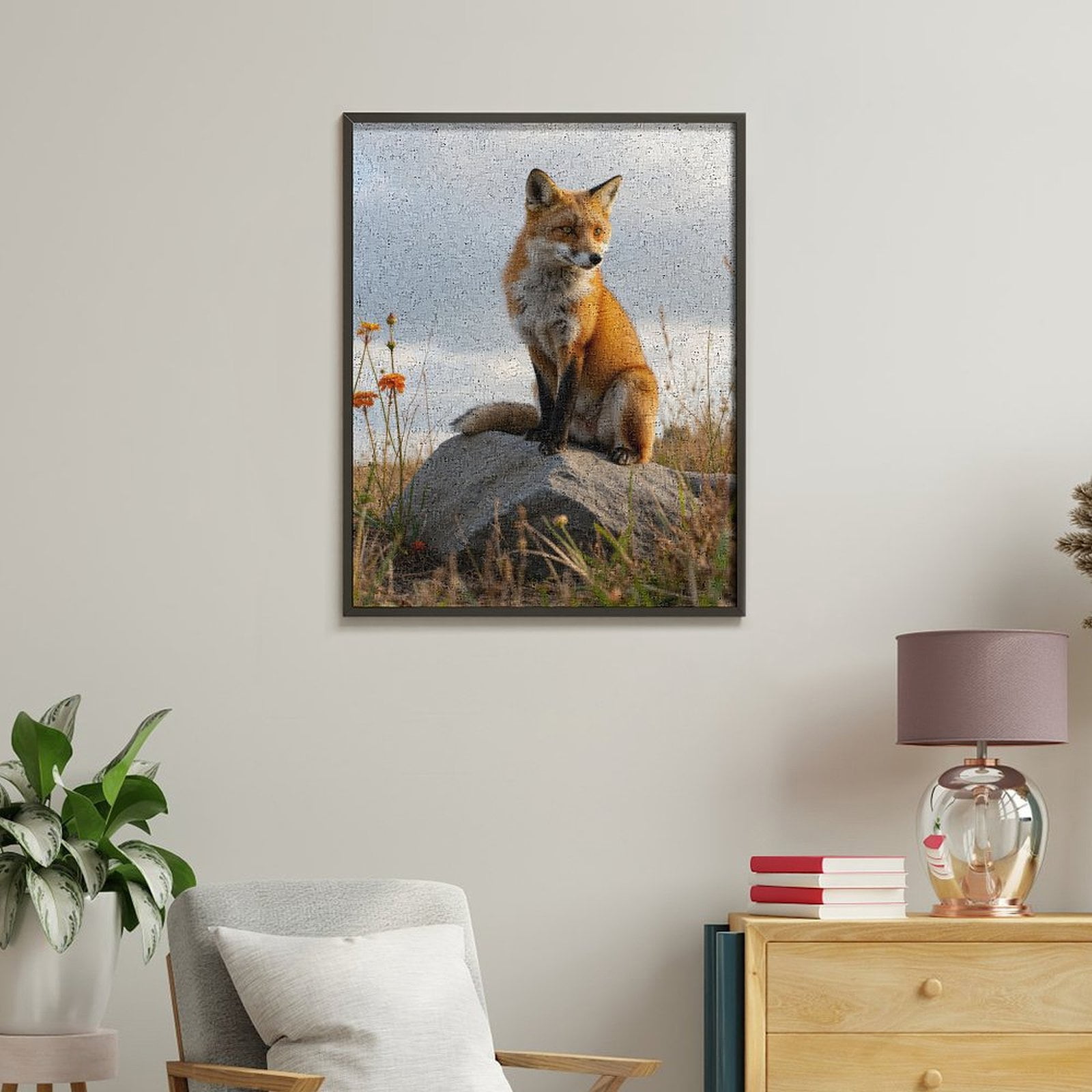 Paint by Numbers Kit for Adults, Fox On Rock In Grassland Paint by Numbers, Easy Paint by Numbers Kit for Adults Beginner, DIY Adult Paint by Number Kits on Canvas, 12x16in Home Decor