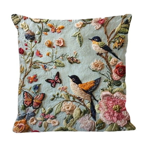 Pillowcase Double Sided Cute Embroidered Printed Decorative Pillow Cover Sofa Bedroom Living Room Office Chair Car Seat 17.7X17.7 Inches F
