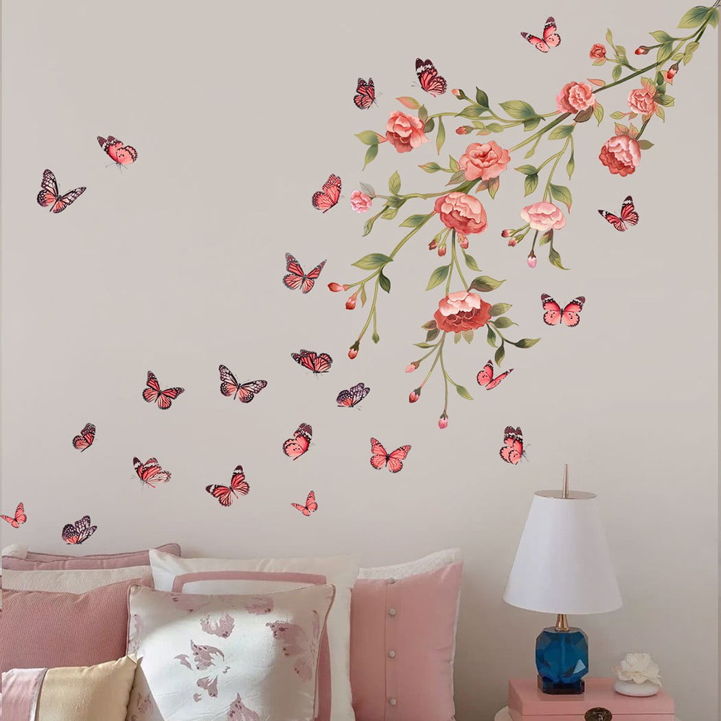 Wall Stickers Grass Butterfly Removable Art Vinyl Decal Mural Home Room Decor 